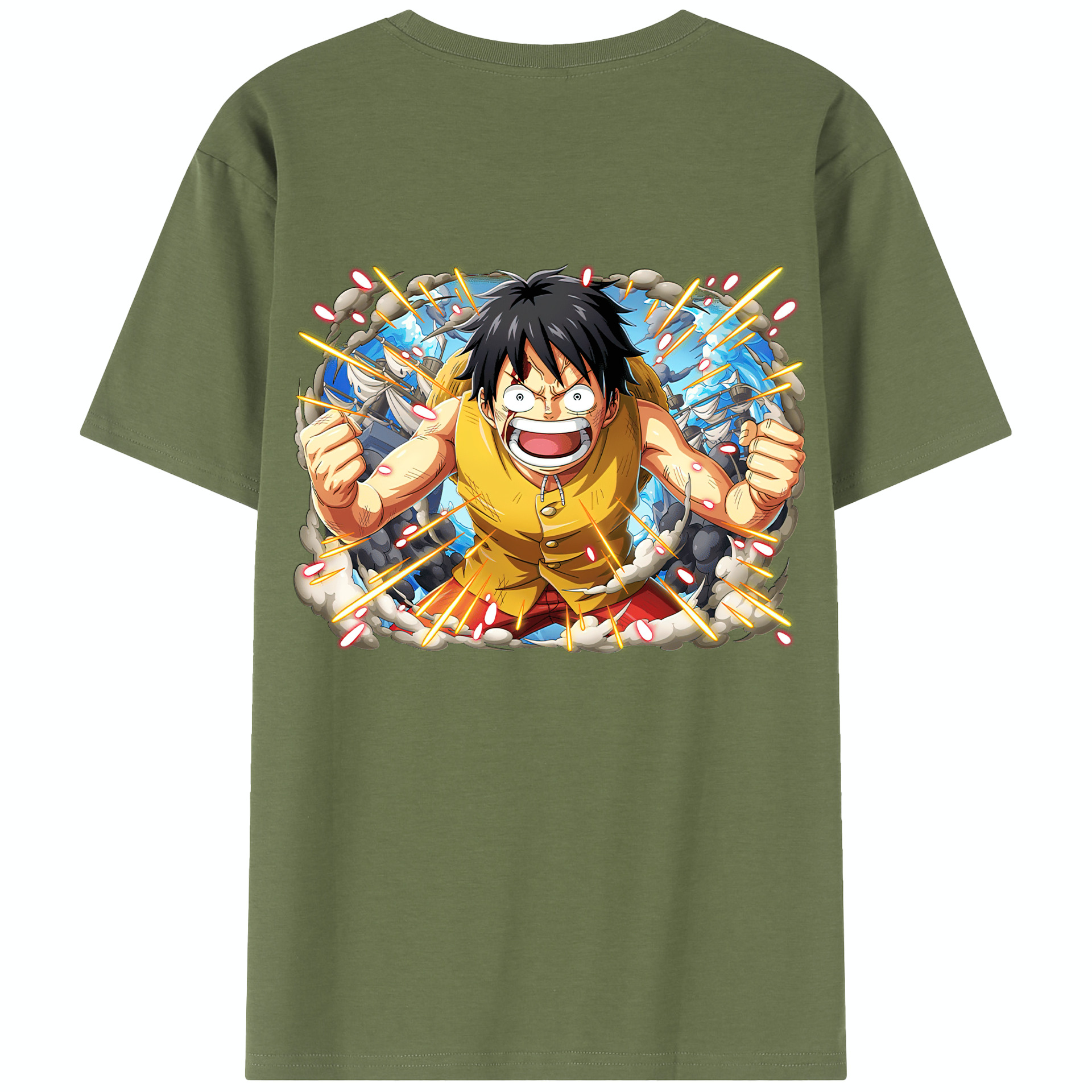 ワンピース モンキー・D・ルフィ ONE PIECE Monkey D. Luffy 綿100％半袖Tシャツ（背面プリント）